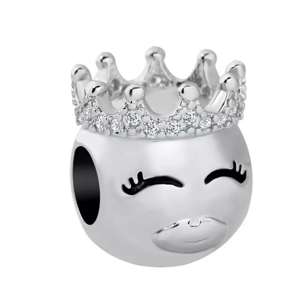 Silver Princess Emoji Crown Tiara S925